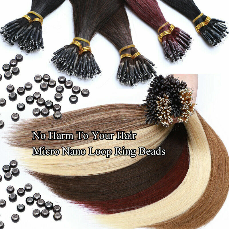 Invisible Nano Ring Tip Human Hair Extensions Double Drawn Thick Remy IndianHair
