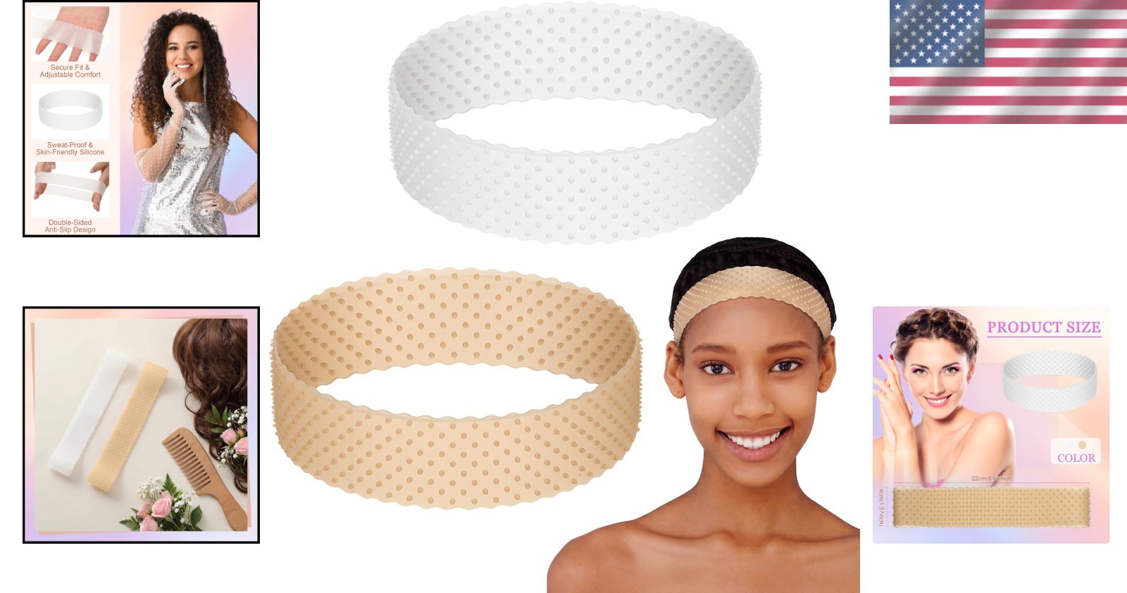 2 Pack Light Brown Silicone Wig Grip Bands – Ideal for Sports & Daily Use