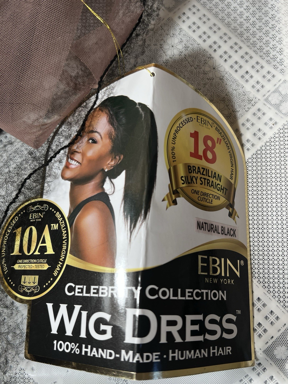 Ebin New York 18″ Brazilian Silky 360 Full Lace Wig 100% Virgin Human Black Natu