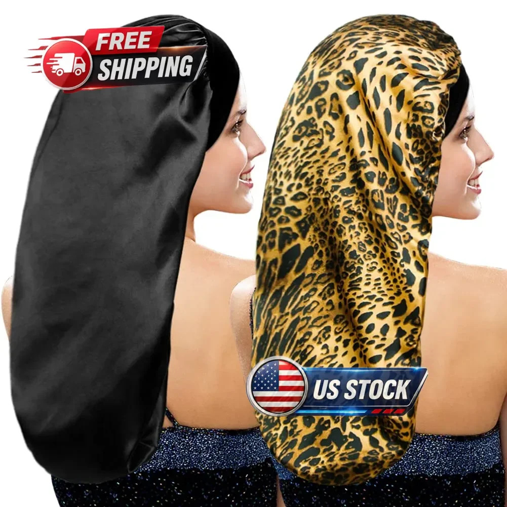 2 Pcs Sleeping Bonnet Long Satin Sleep Cap for Long Hair Braids Dreadlocks