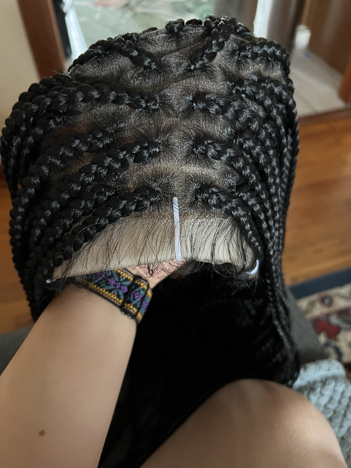 Micro Box Braided Knotless 36in Souble full lace wig pre-plucked w/baby hair