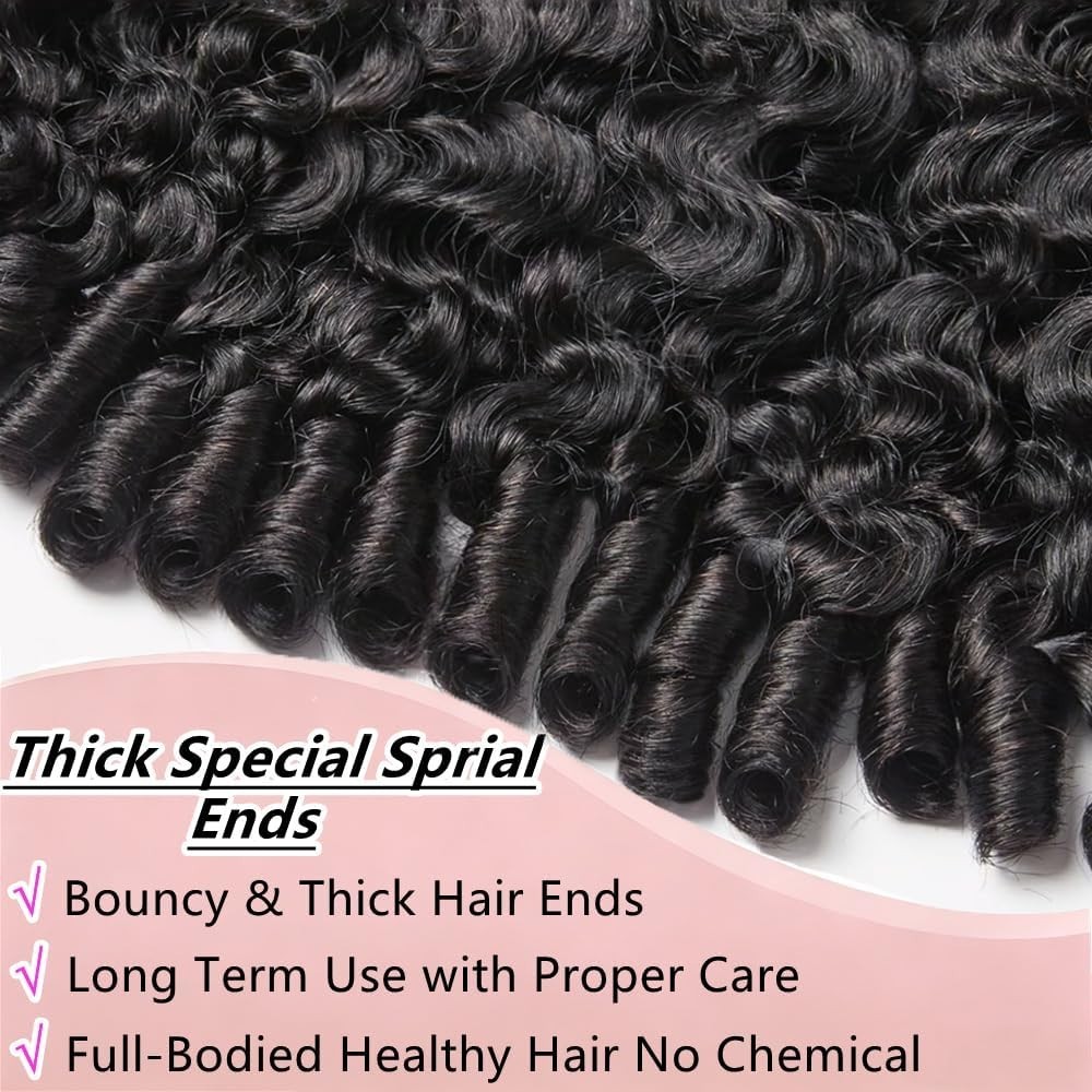 18-22″ Burmese Curly Hair Bundles + 5×5 HD Lace Closure, 12A Virgin Water Wave,