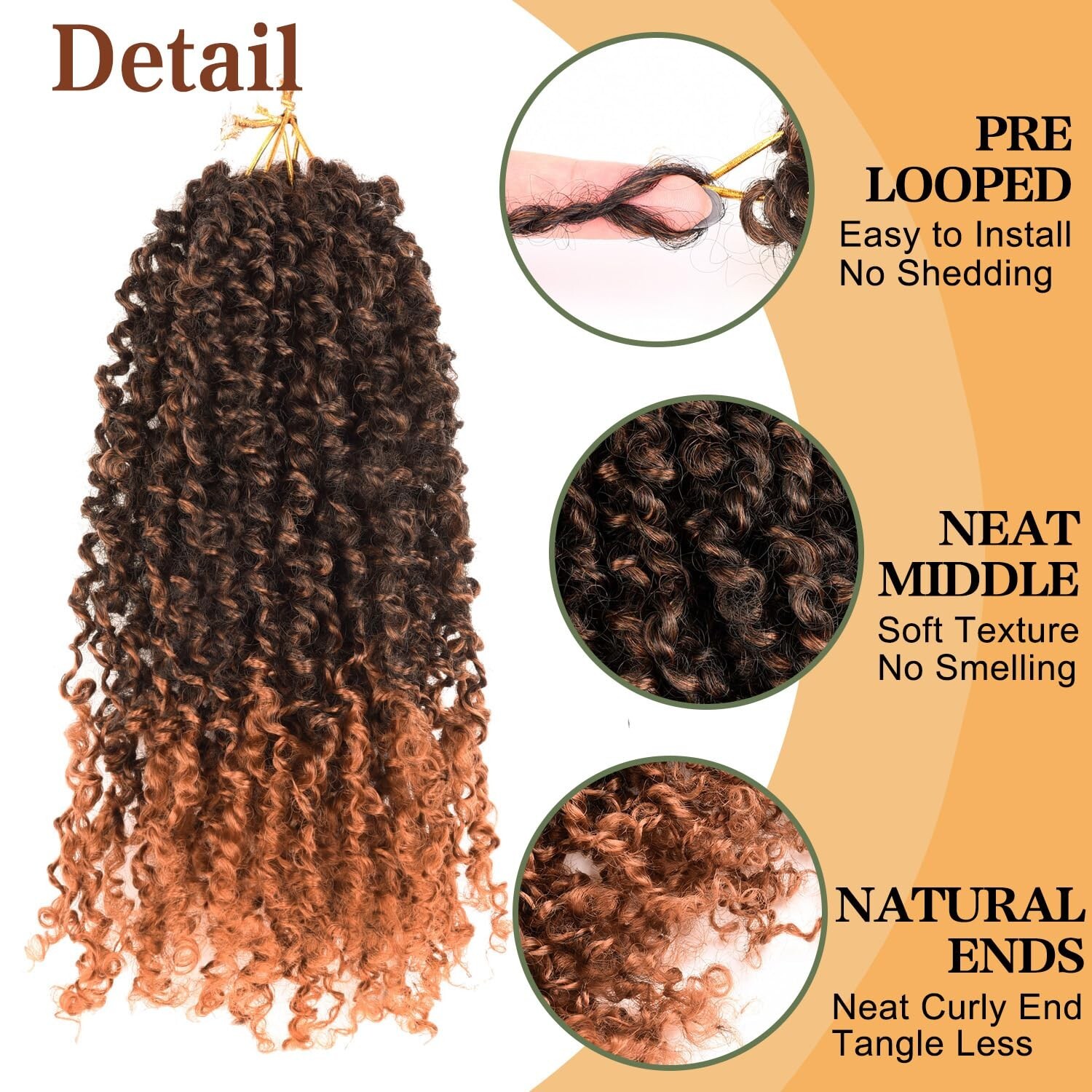 Yanky Twists Crochet Braids Hair Bohemian t30-8p 10 Inch (Pack of 8)