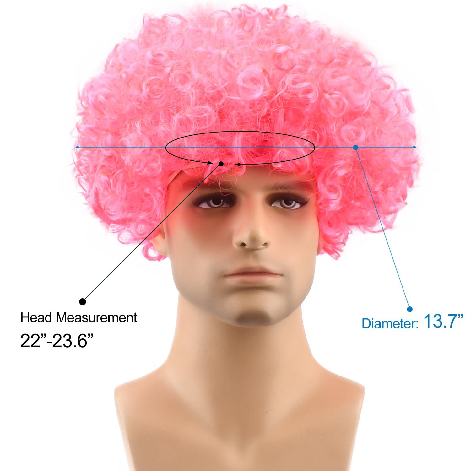 Unisex Short Fluffy Afro Wigs-Women Men Kinky Curly Disco Hippie Wig for Pink