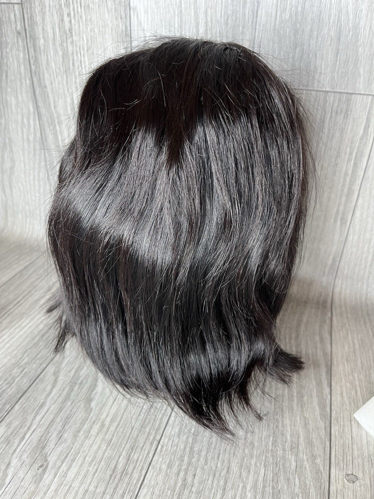 Luxurious Straight Human Hair wig 12 inches Black 1B With Lace & Baby Hairs A9