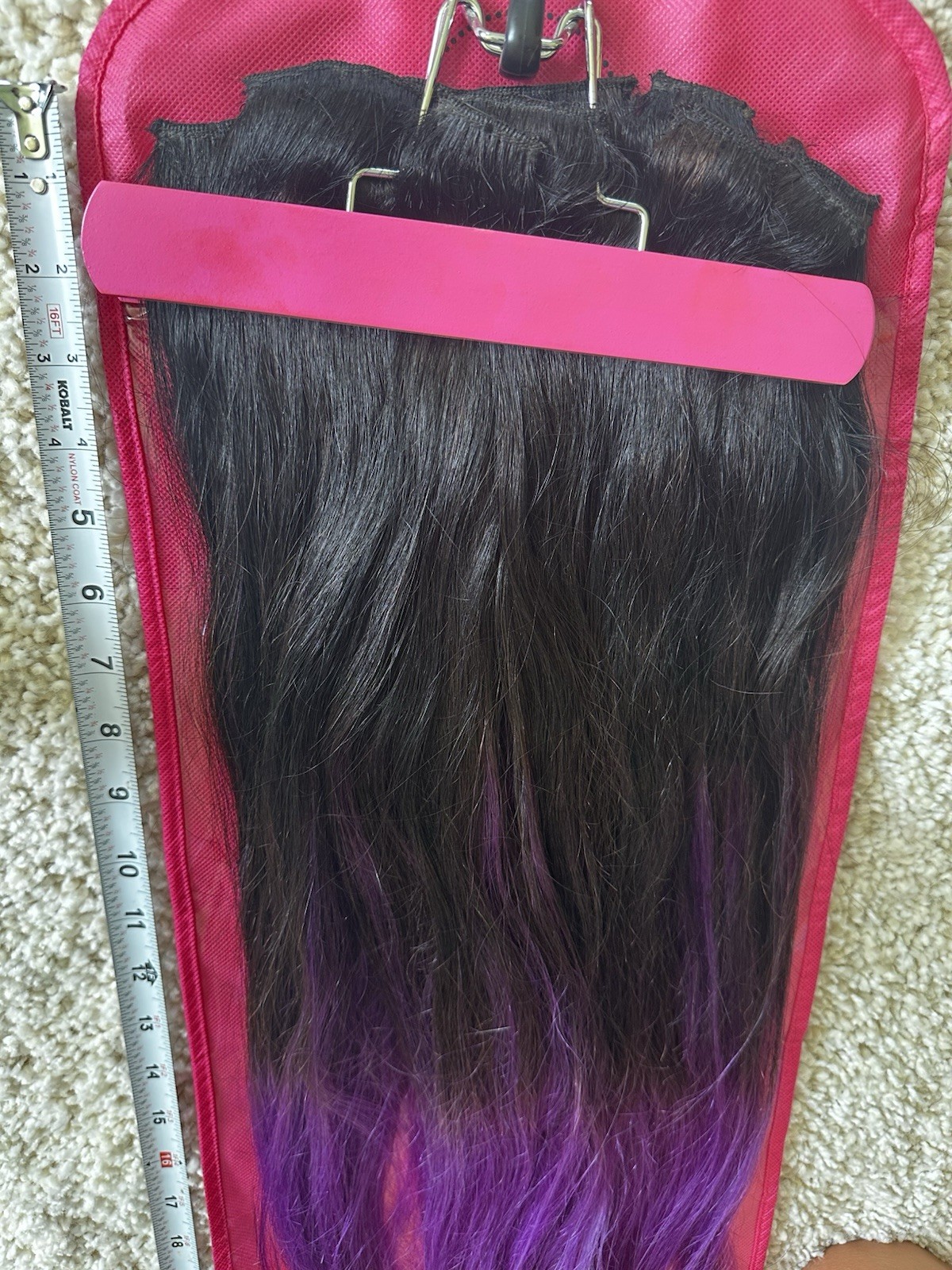 BELLAMI LACE WEFT CLIP-IN BLACK DARK BROWN/VIOLET PURPLE OMBRE 22 INCH 220 GRAMS