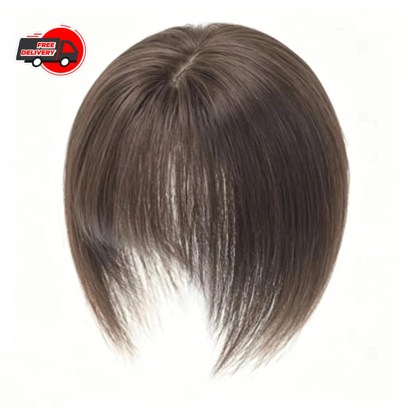 Invisible 3D Synthetic Hair Topper With Bangs Fake Hair Toupee for Men and Women