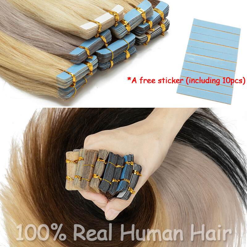 Invisible Thick Tape In Real Remy Human Hair Extensions Skin Weft Full Head 150G