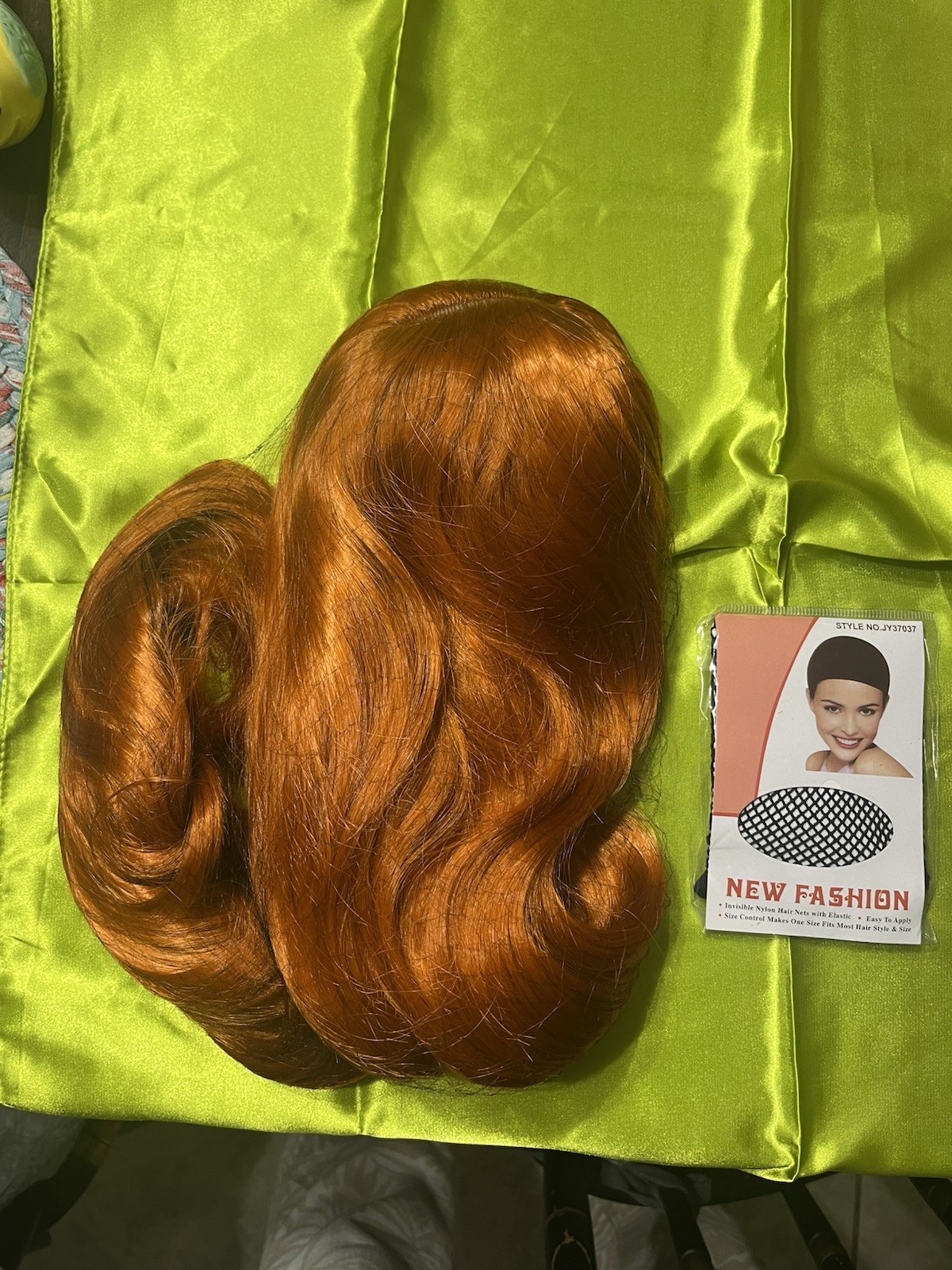 Long Orange/Ginger Colored Wig w/ Bangs & Hairnet