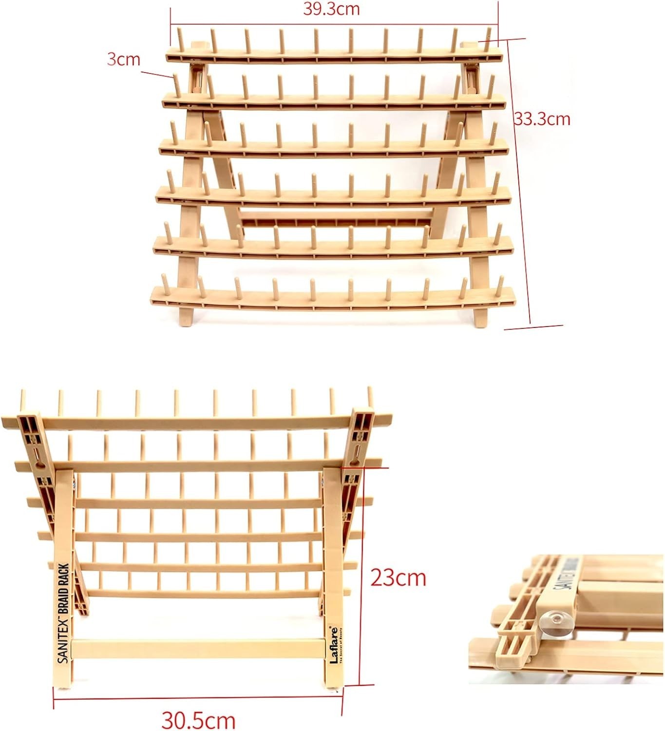 Laflare Braid Rack 60 Spools Braiding Hair Stand Thread Rack (WOOD/PINK/PURPLE)