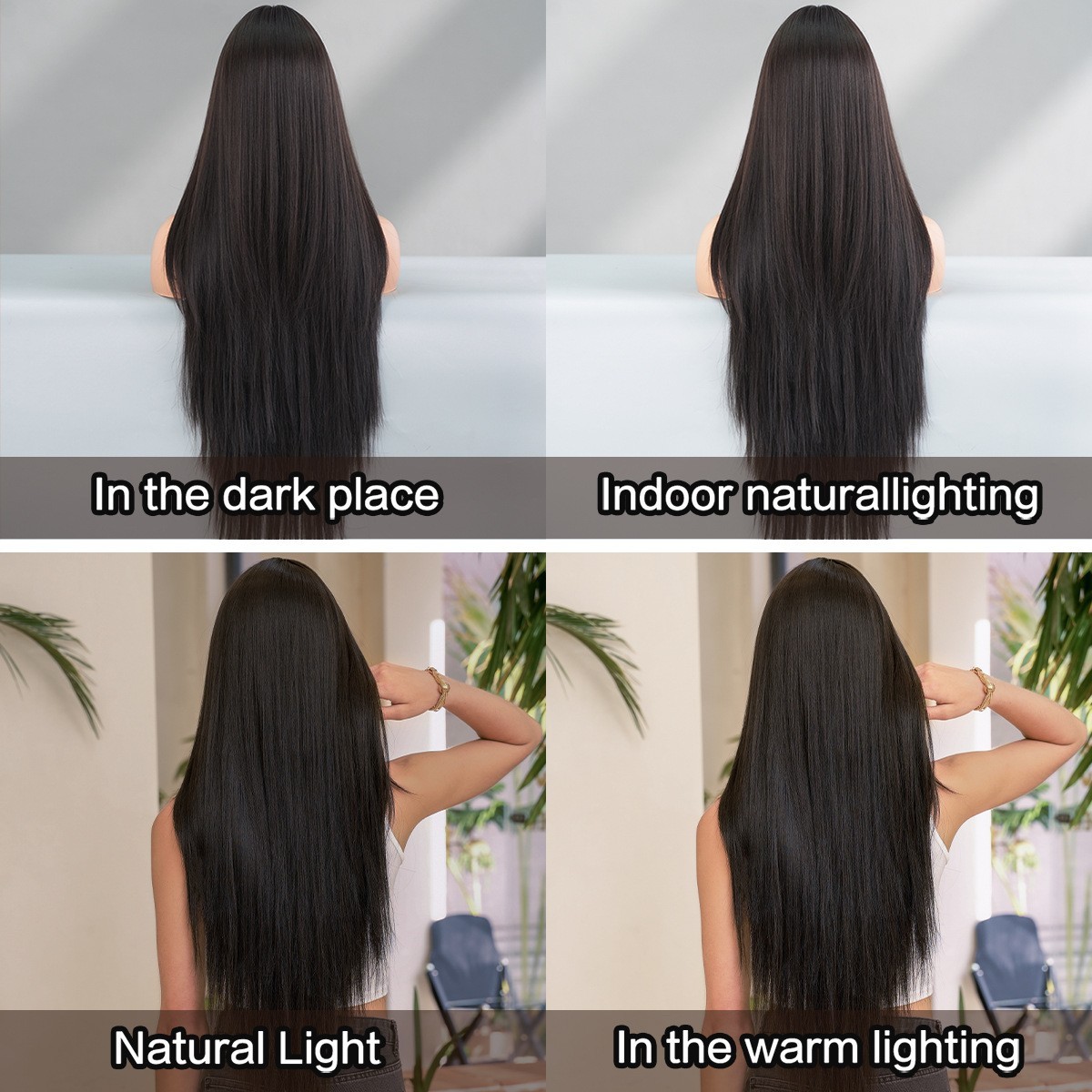 24in Black Super Long Layered Wig with Bangs for Women Girls Party Cosplay Daily