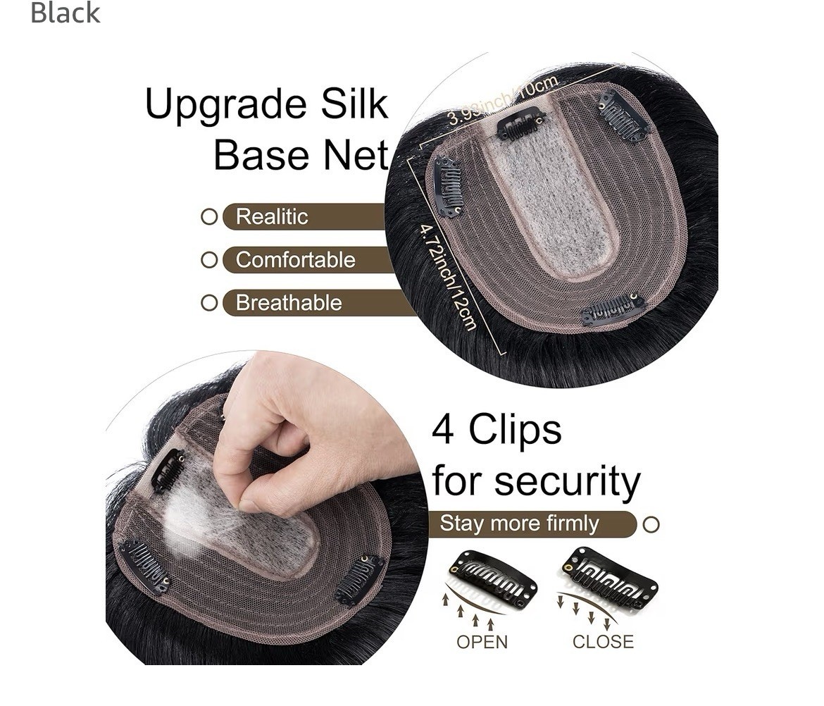 SEGO Human Hair Topper Clip-In Silk Base 12in 4P27 Brown/Dark Blonde