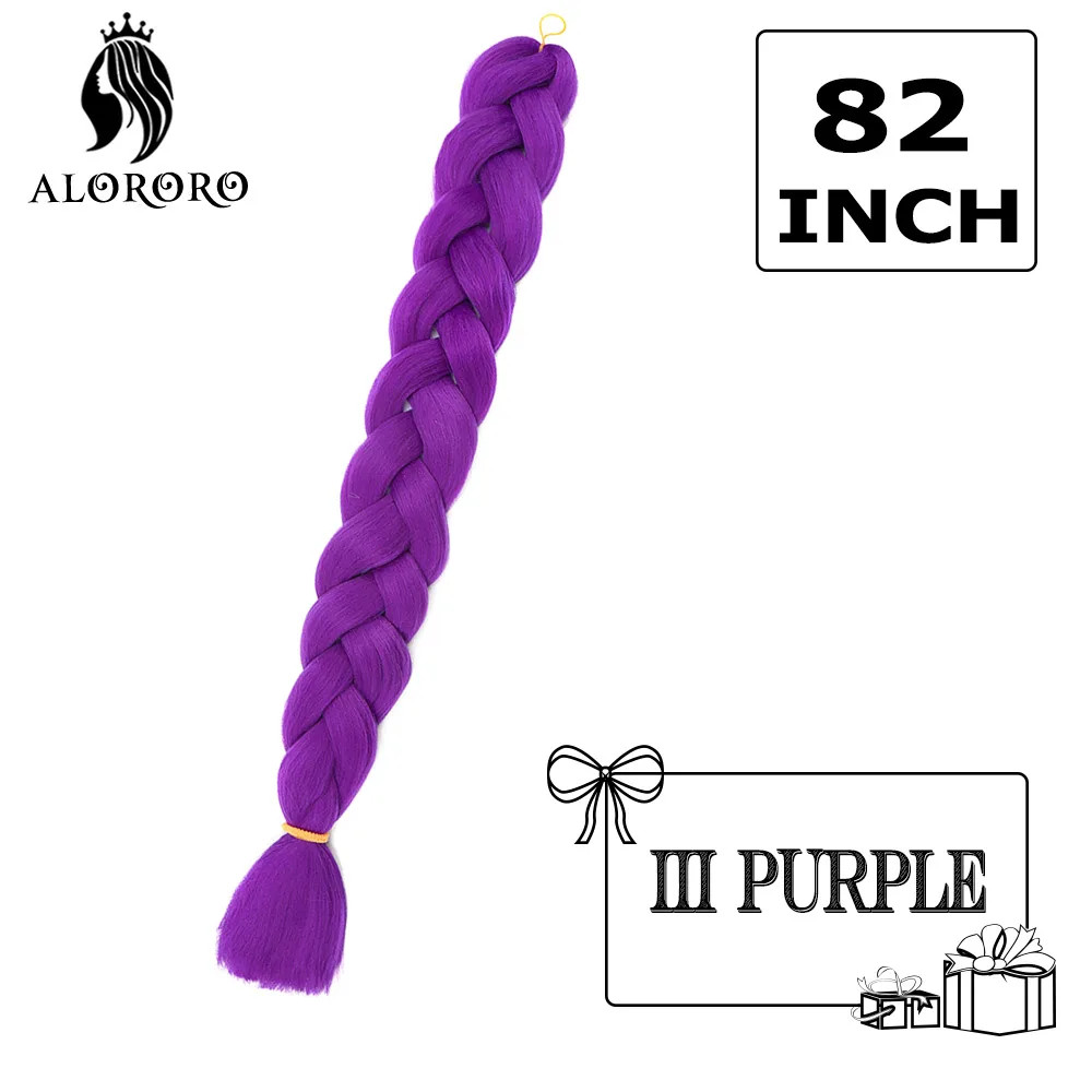 Alororo Synthetic 82 Inch Jumbo Braid Hair High Temp Fiber Purple Red