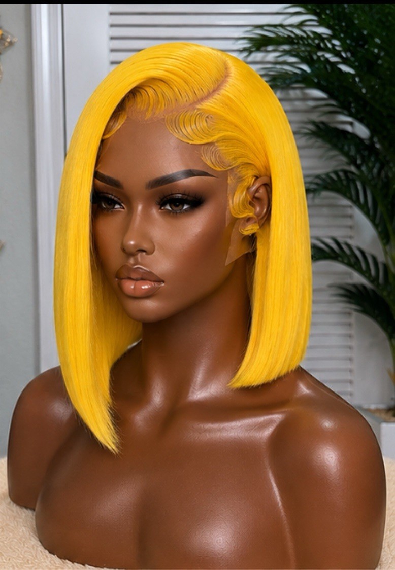 Sunshine Yellow Bob Wig – HD Lace Human Hair | Soft, Silky & Vibrant Color ☀️💛✨