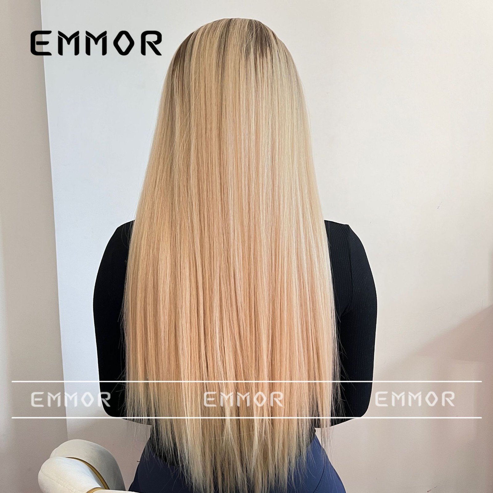 Smooth Long Straight Wig With Bangs Natural Looking Synthetic Hair For Women