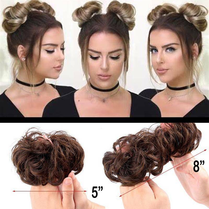 Messy Bun Scrunchie Hair Piece False Updo Cover Elastic Hair Extension Curly US