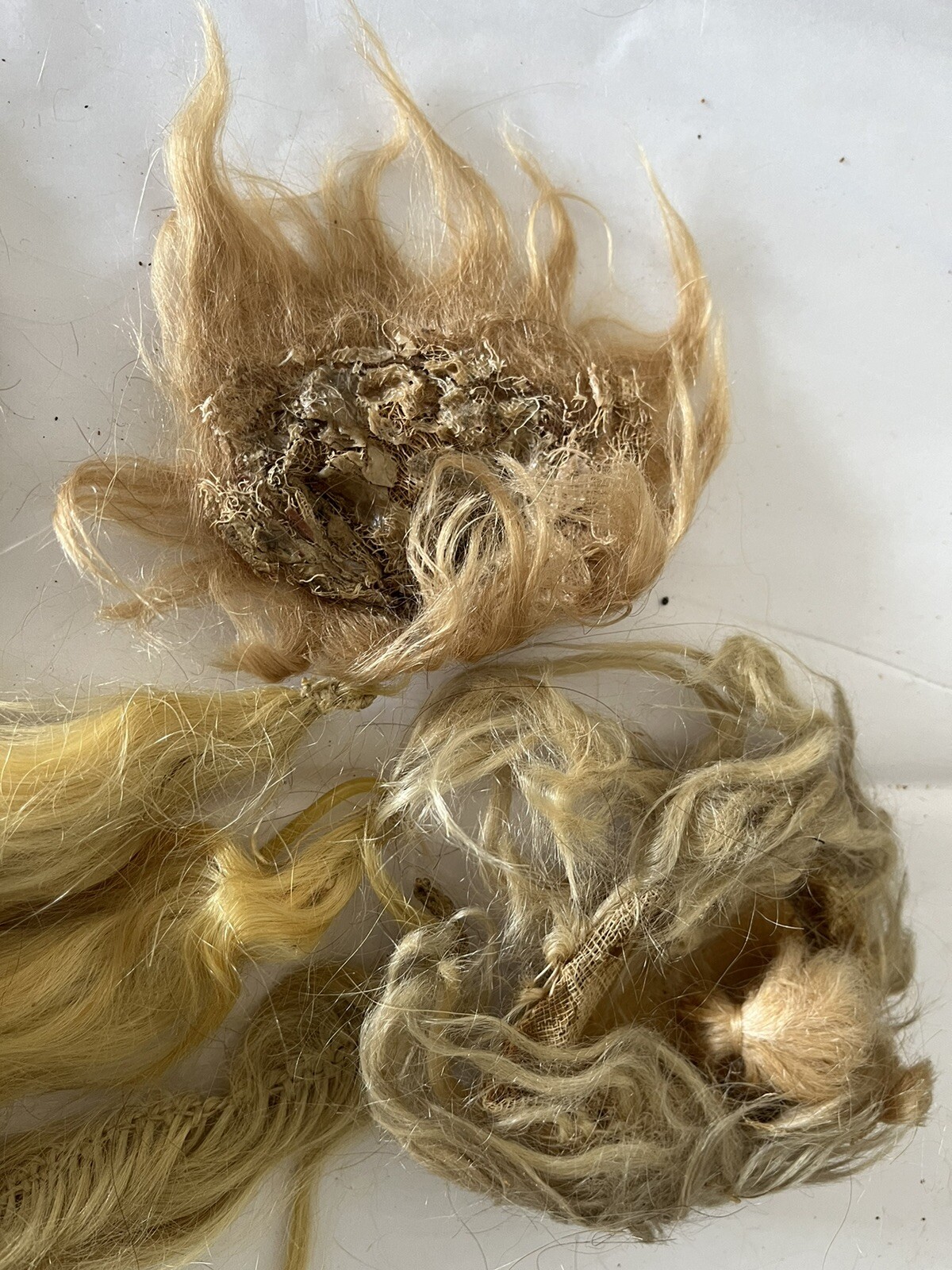 Antique Hair Bisque Dolls Wigs Human Mohair Repair pieces Lot DL1