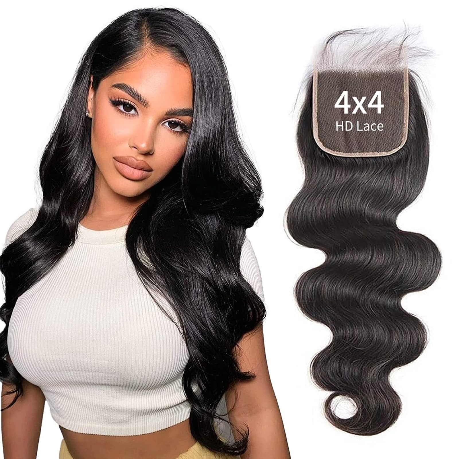 Balorieca 5×5 Body Wave/Straight Lace Closure 100% Virgin Human Hair Extensions