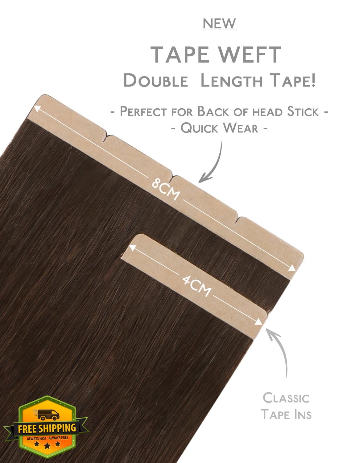 Wennalife Tape In Human Hair 8cm #4 Chocolate Brown 22 Inch