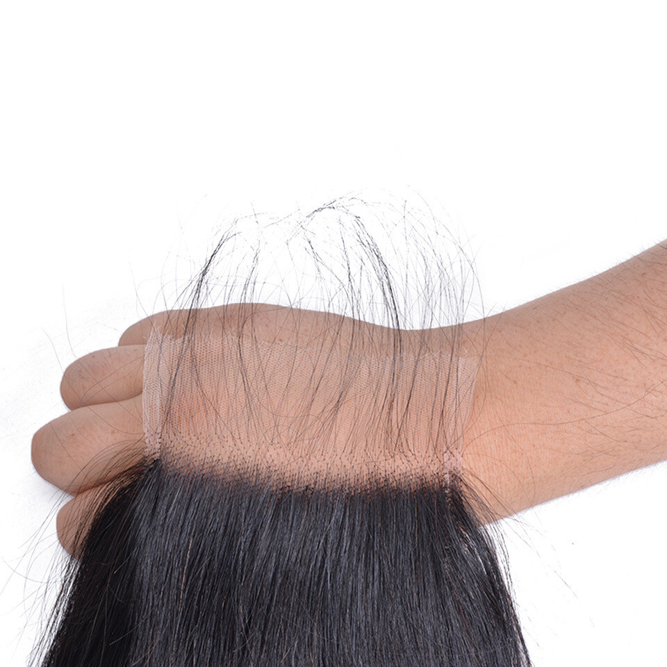 Indian 100% Human Hair HD 4*4 Lace Closure Free Part Silky Straight Body Wave