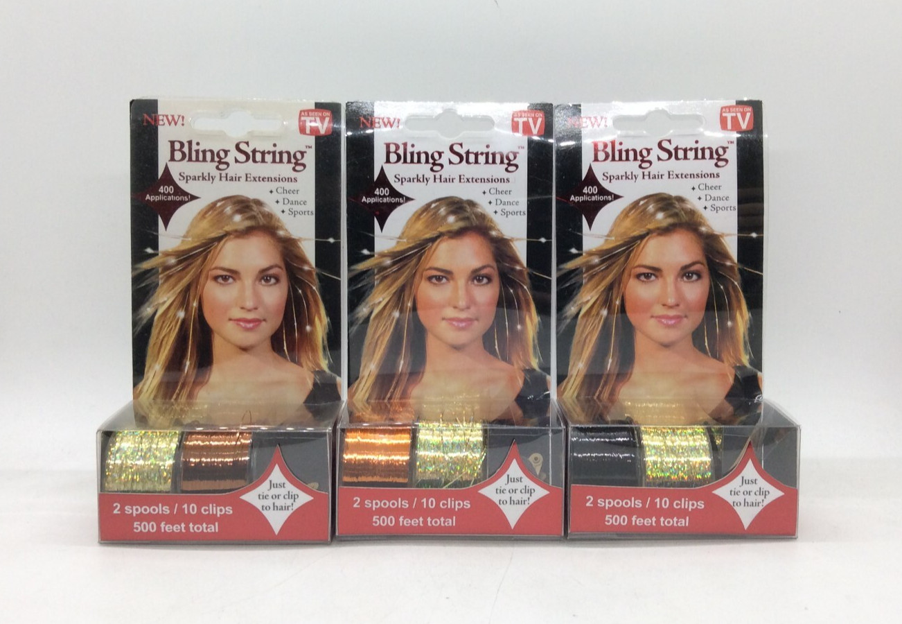 Bling String by Tonytail sparkly hair extensions 2 spools 10 clips 500 feet R78