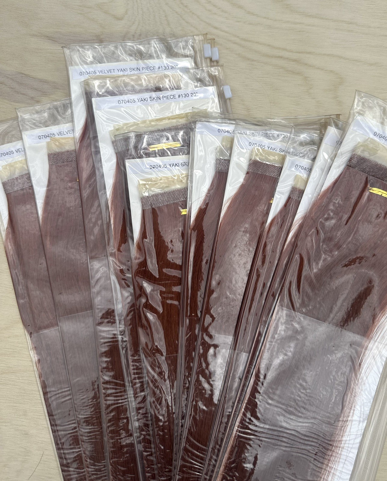 ALL 25 Pieces Yaki Copper Red 20”, 18”, 100% Human Hair Extensions #130