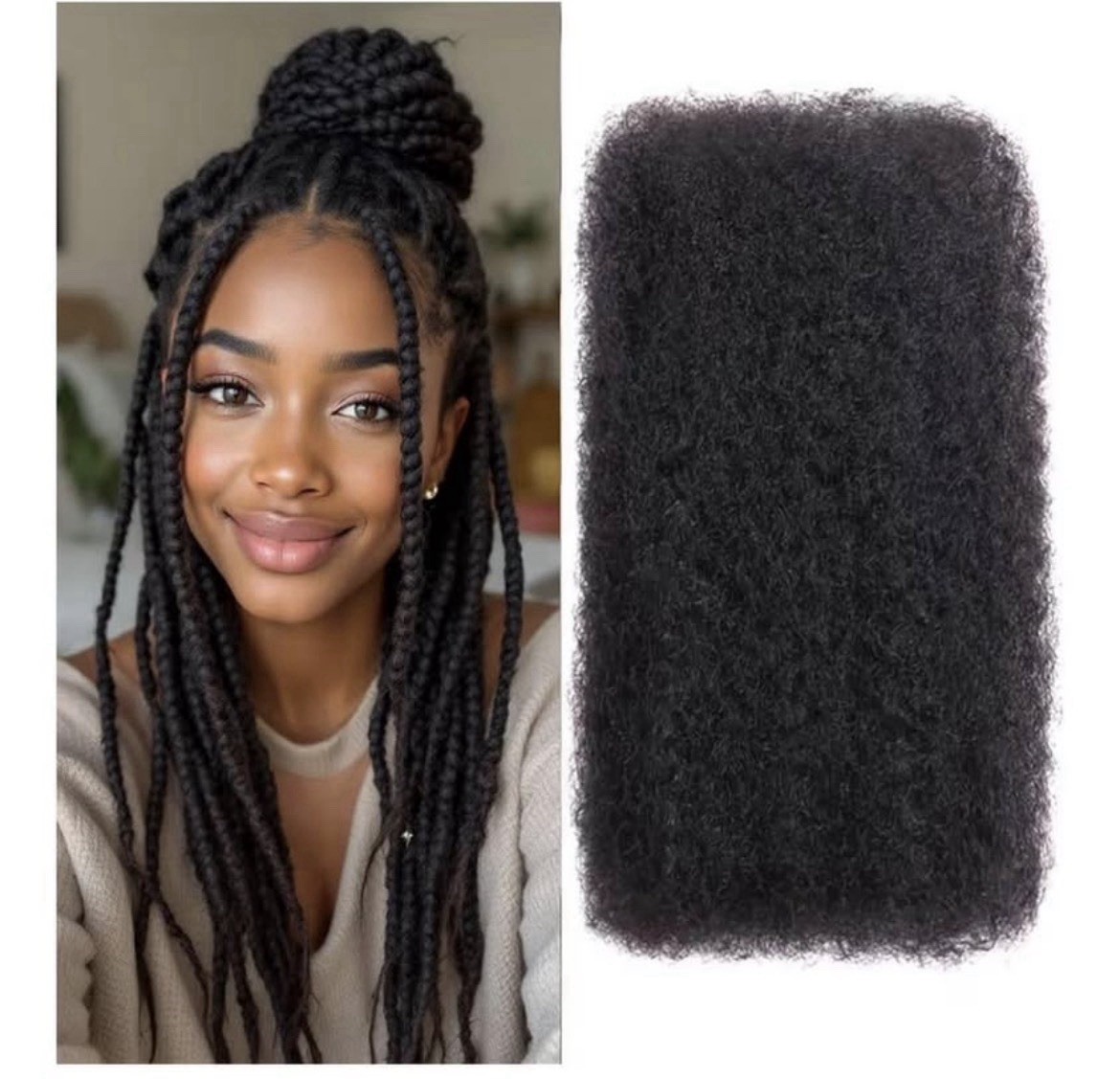 HUMAN HAIR for Dreadlocks Extensions Locs Afro Kinky Curly Twist Black 16” NEW