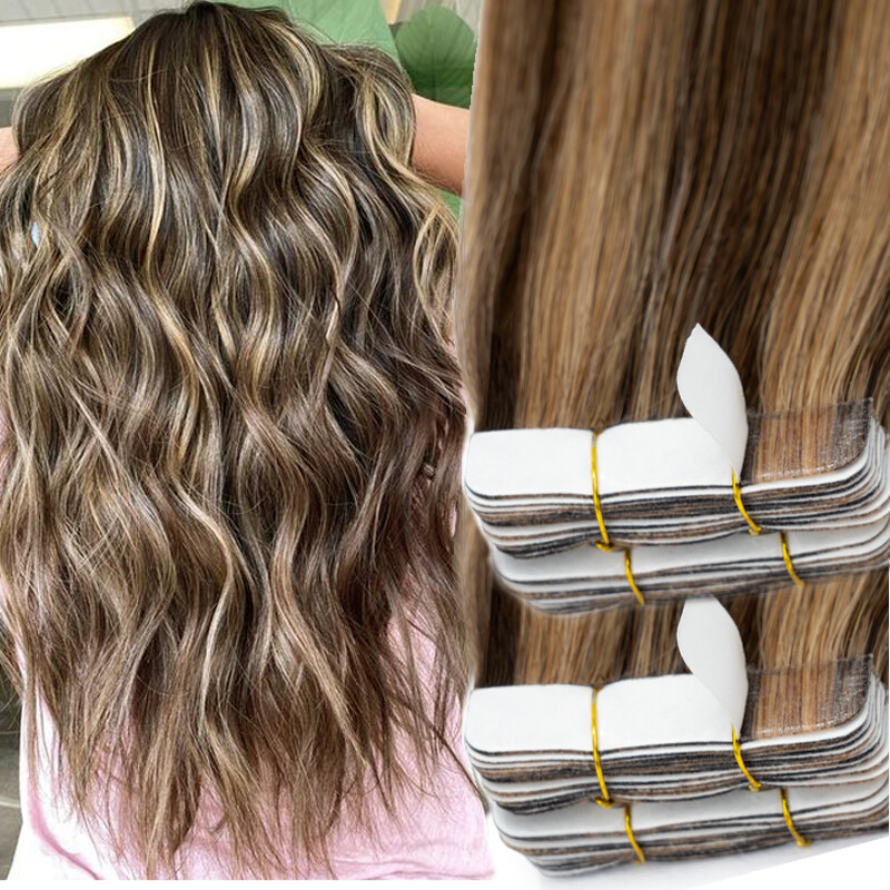 MY-LADY 60PS Tape In Russian Remy Human Hair Extensions Thick Skin Weft Balayage