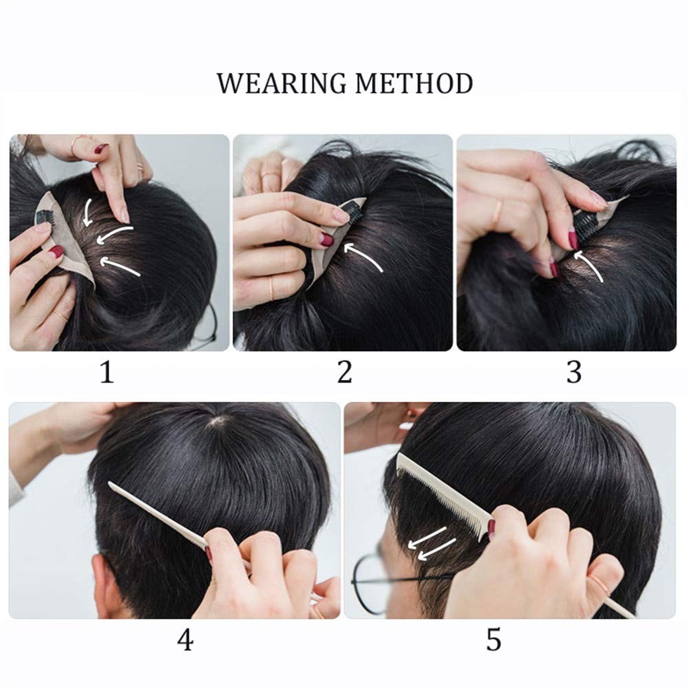 Men’s Straight Short Black Wigs Hair Pieces Short Wig w/ Bangs Clip-On Daily USA