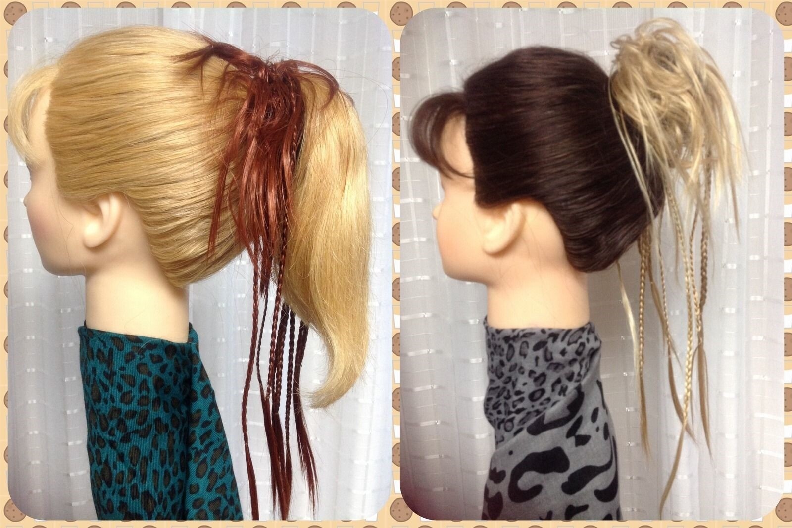 BRAIDED SCRUNCHIE MONA LISA Black Brown Red Blonde Frost PONY TAIL Bun wrap
