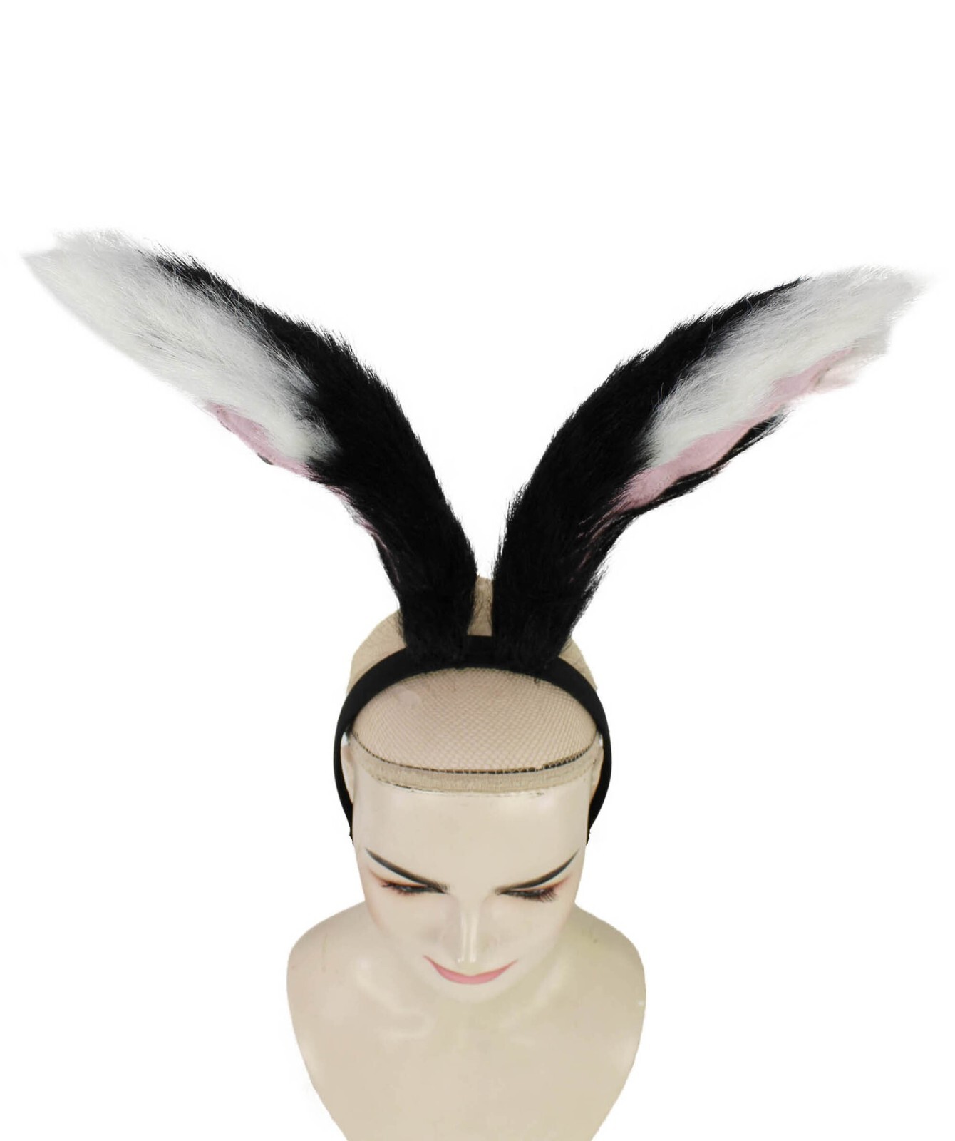 Adult Unisex Black White Pink Fur Faux Rabbit Ears, Perfect Cosplay Accessory