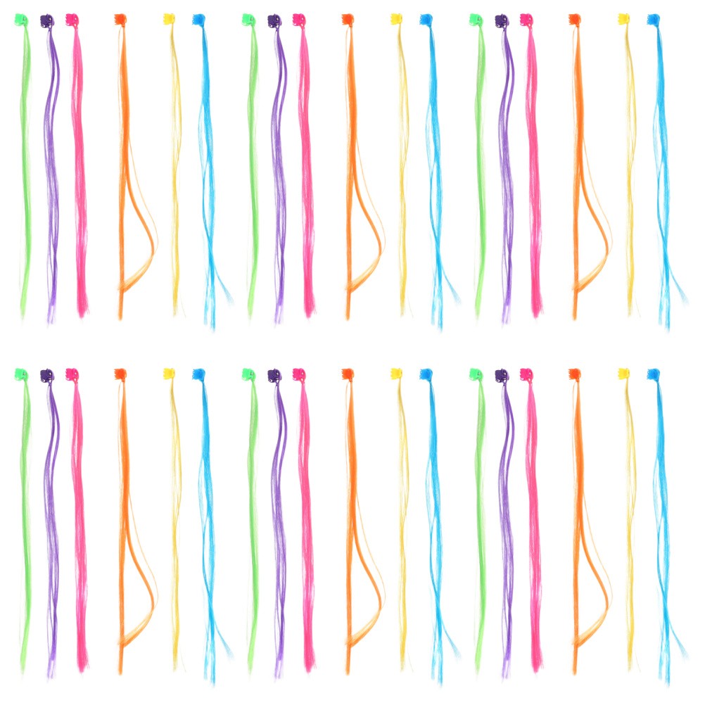 36 Pcs Clip-in Hair Extensions Braided Ponytail Colored Colorful