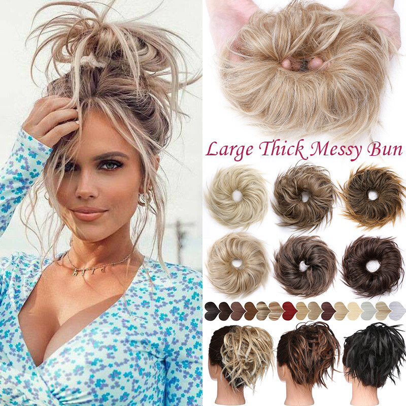 Natural Real Large Hair Bun Thick As Human Updo Scrunchie Ponytail Extensions us