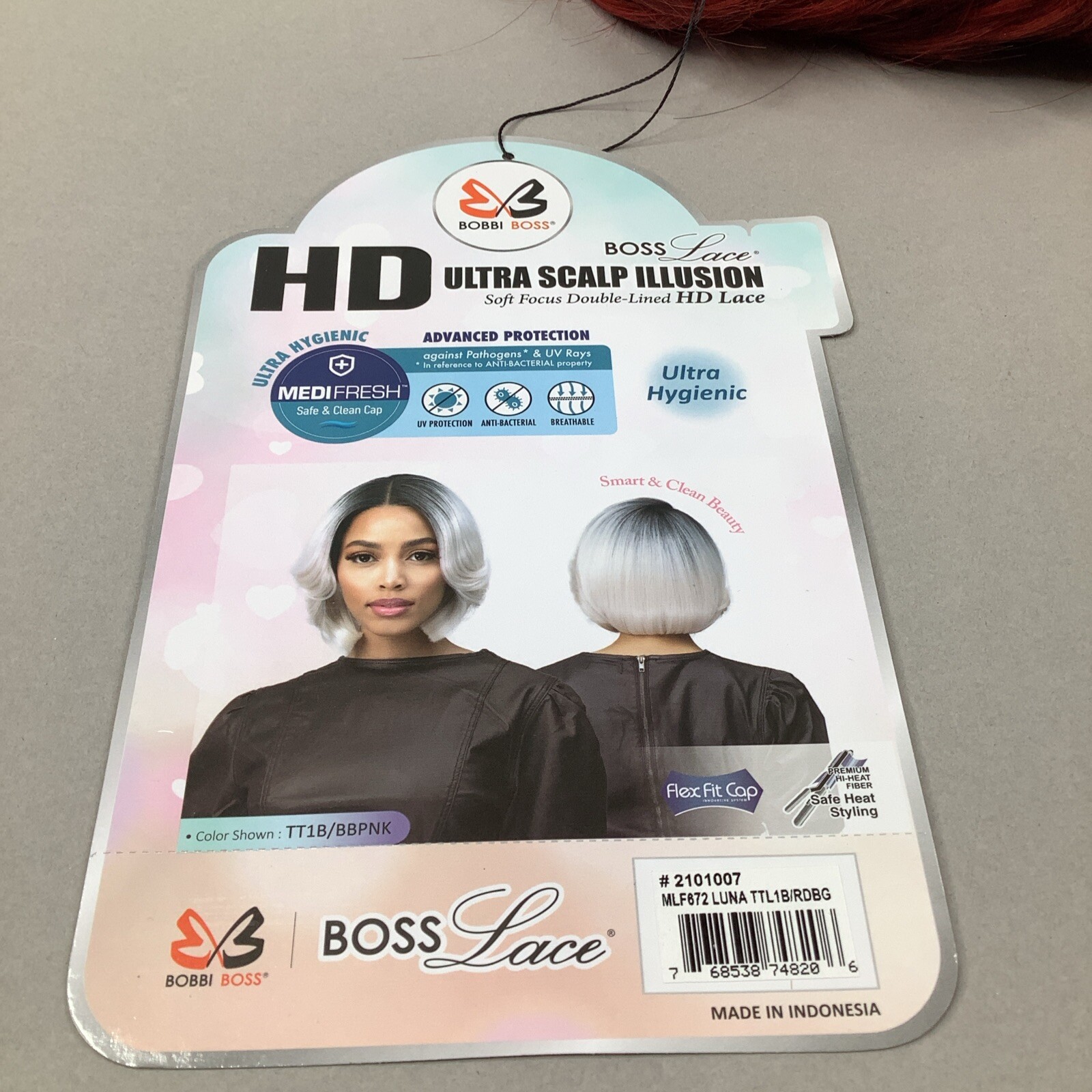 Luna Wig TTL1B/RDBG Dark Root Red Curtain Bang Bob HD 13×5 Lace Front Synthetic