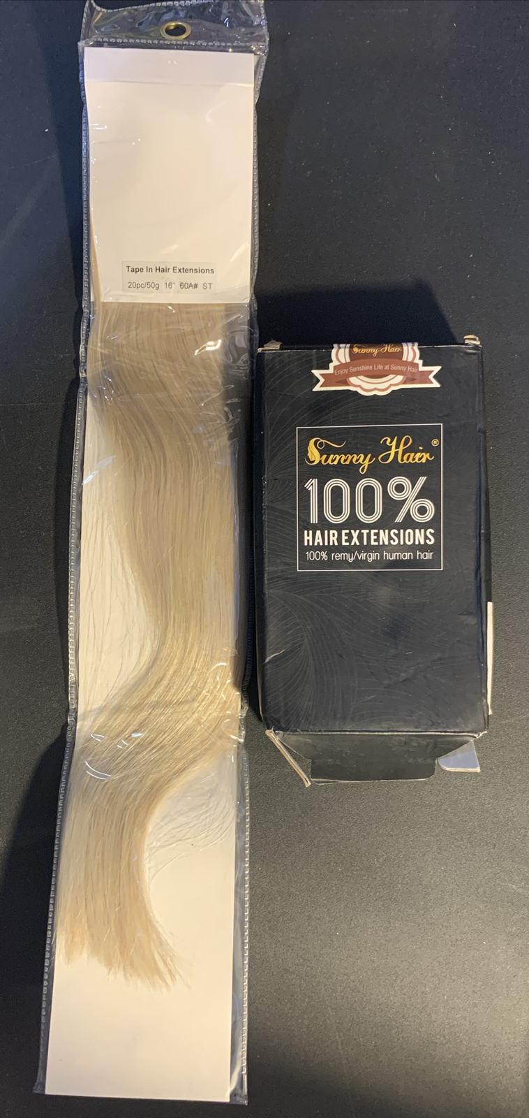 Sunny Hair Extensions 14” 50g Bleach Blonde 100% Human Hair 16” Straight