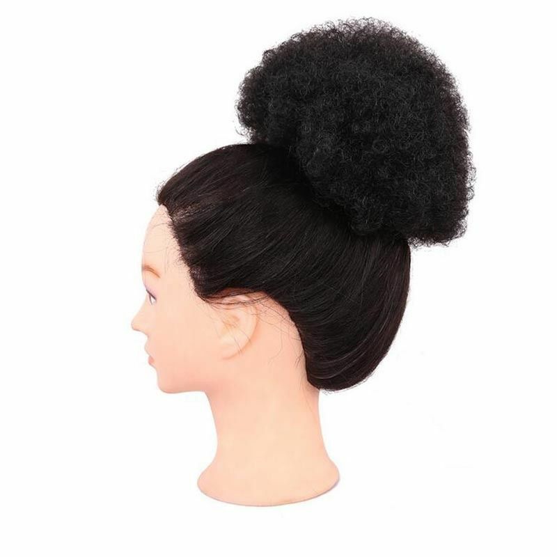 Afro Kinky Curly Ponytail Drawstring Puff Bun Clip on Chignon Bun Hair Extension
