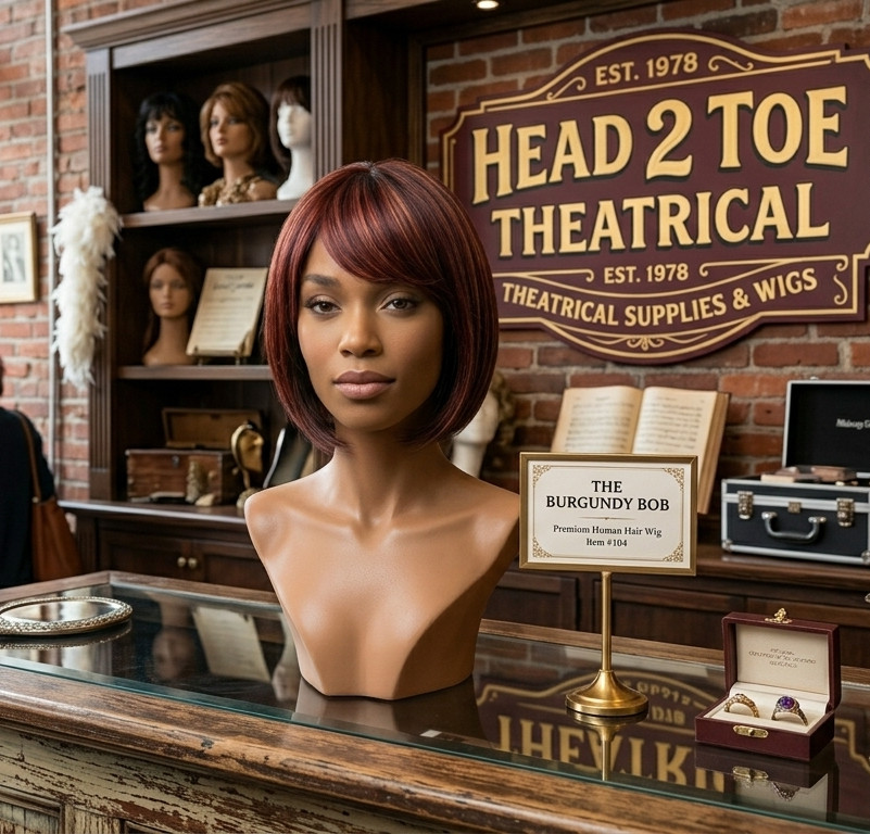 RENERSHOW Short Burgundy Highlight Bob Wig bangs red pixie women synthetic daily