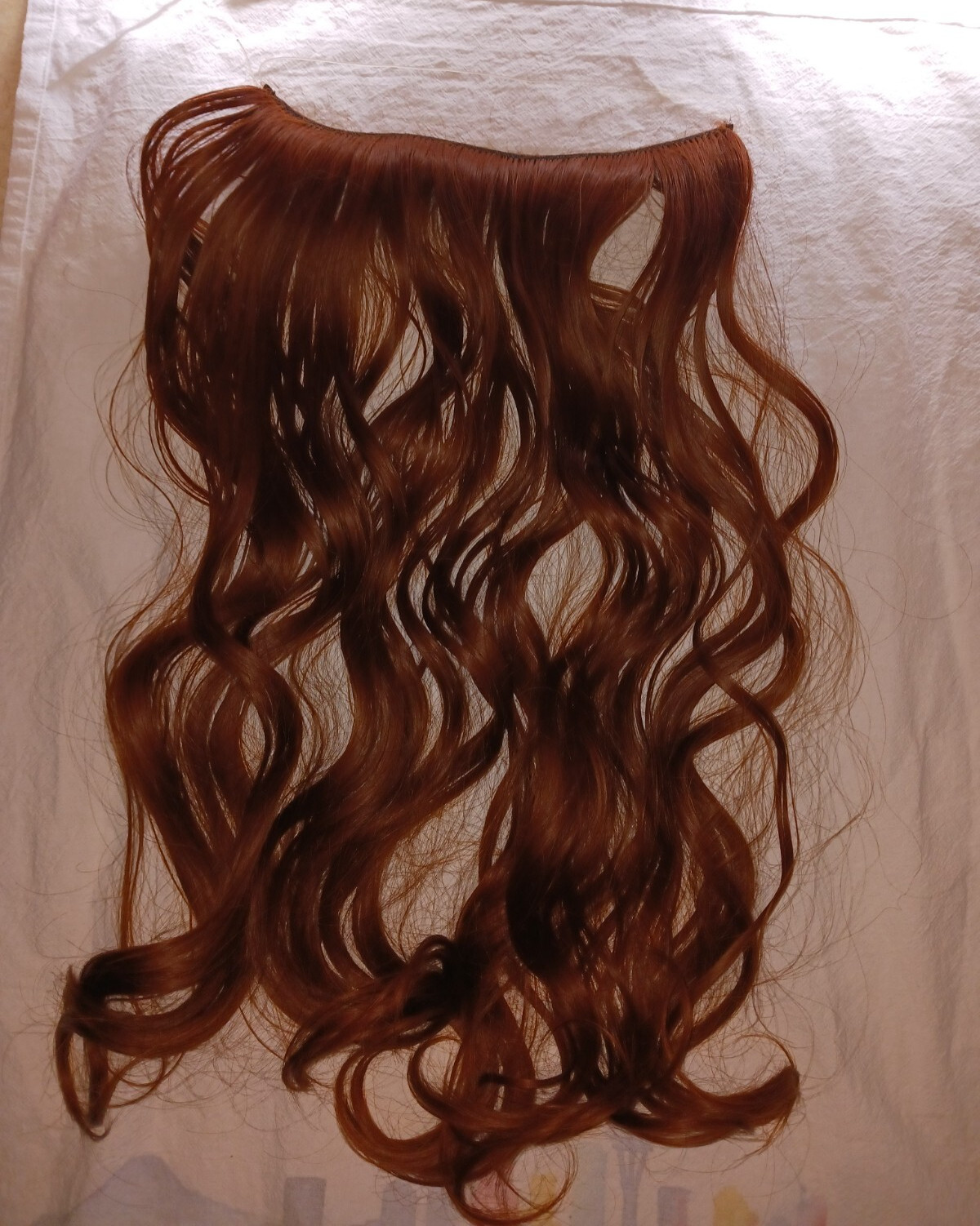 MESSY WAVY HAIR INVISIBLE ELASTIC BAND LIGHT AUBURN RED HAIR EXTENSION NEW 22″
