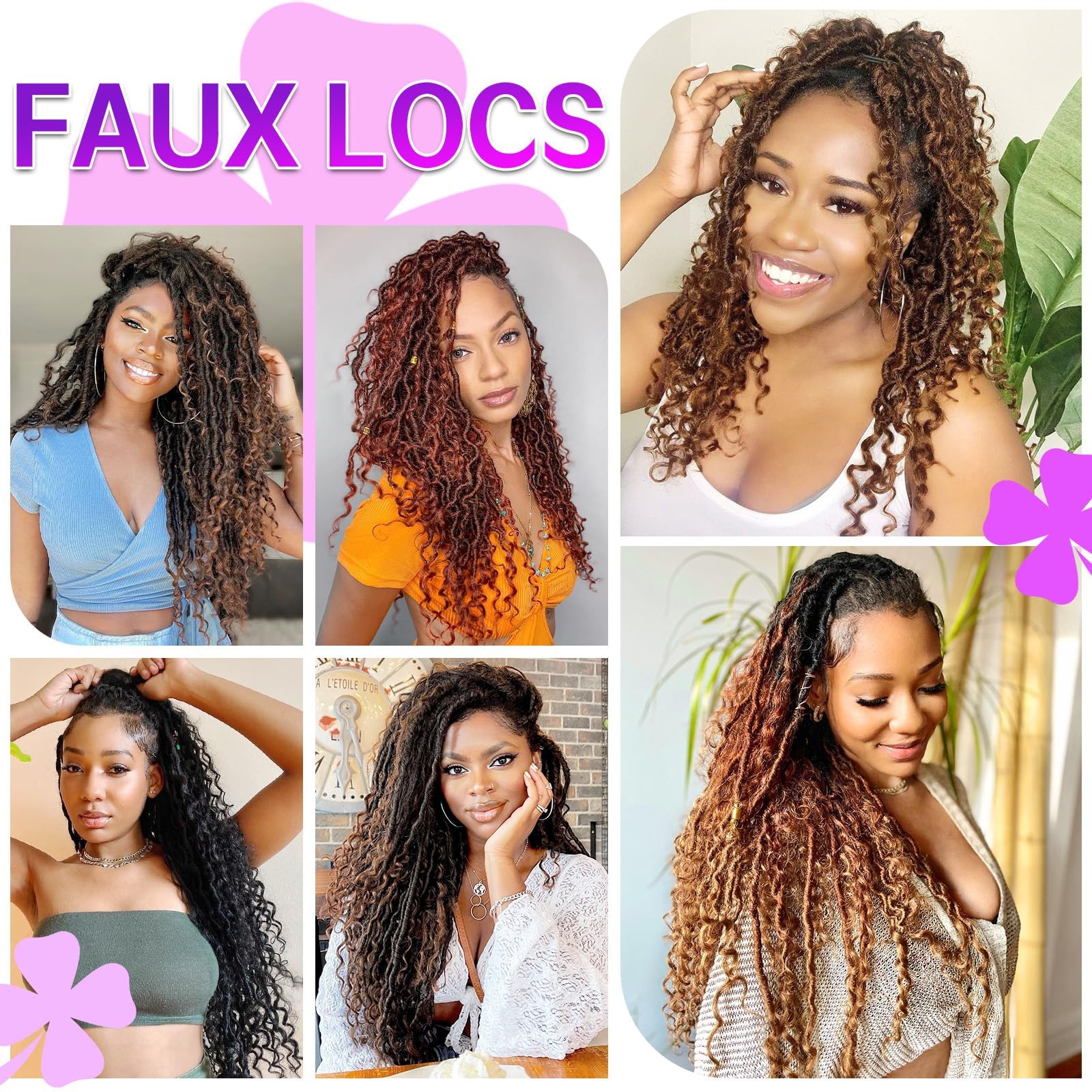Ameli Goddess Locs Crochet Hair 10Inch 8Packs Pre Looped Faux Locs Crochet Hair