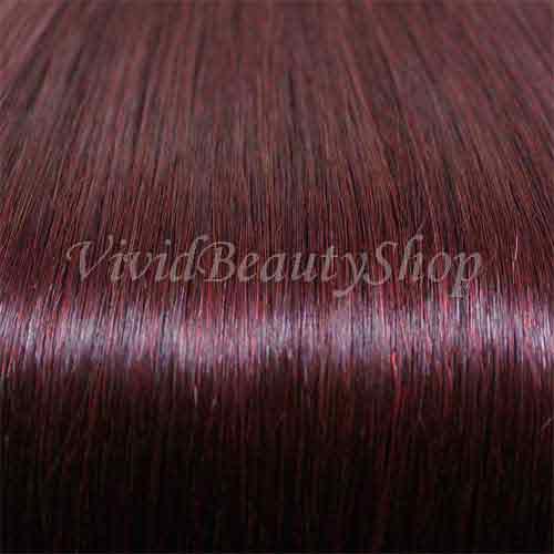 50 Micro Loop Ring Beads I Tip Indian Remy Human Hair Extensions Dark Red 0.8g