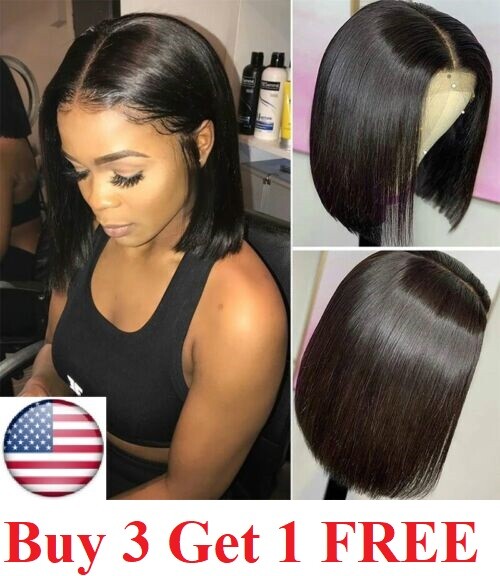 US Women Natural Short Wigs Curly Bob Hair Wavy Wigs Brown Black Brown Wig
