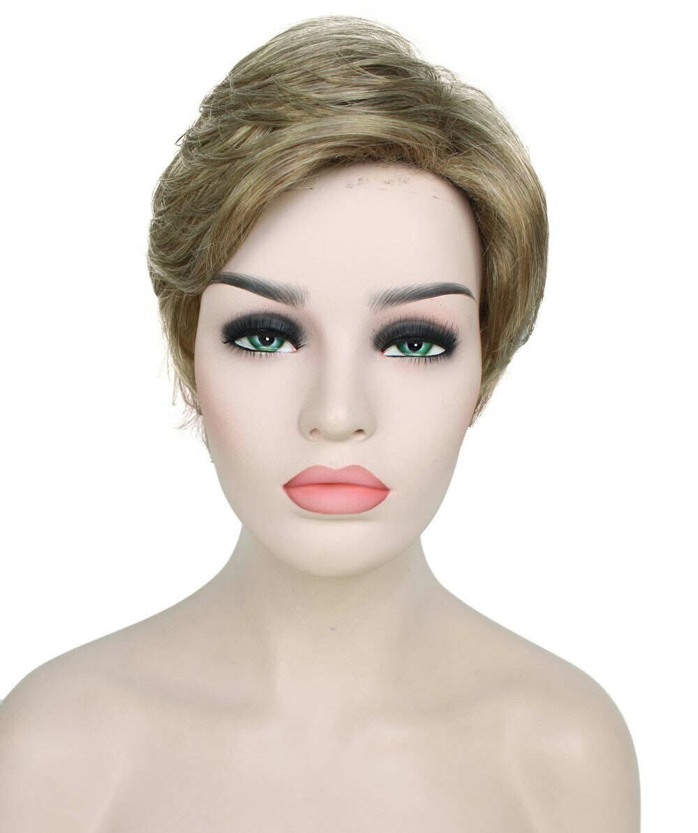 Hedy – Straight Kanekalon Synthetic Fiber Full Wig, 2.5 – 4.5 in, Ash Blonde