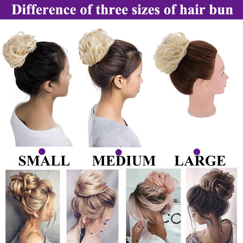 US Curly Messy Bun Hair Piece Scrunchie Updo Thick Hair Extensions Real As Human