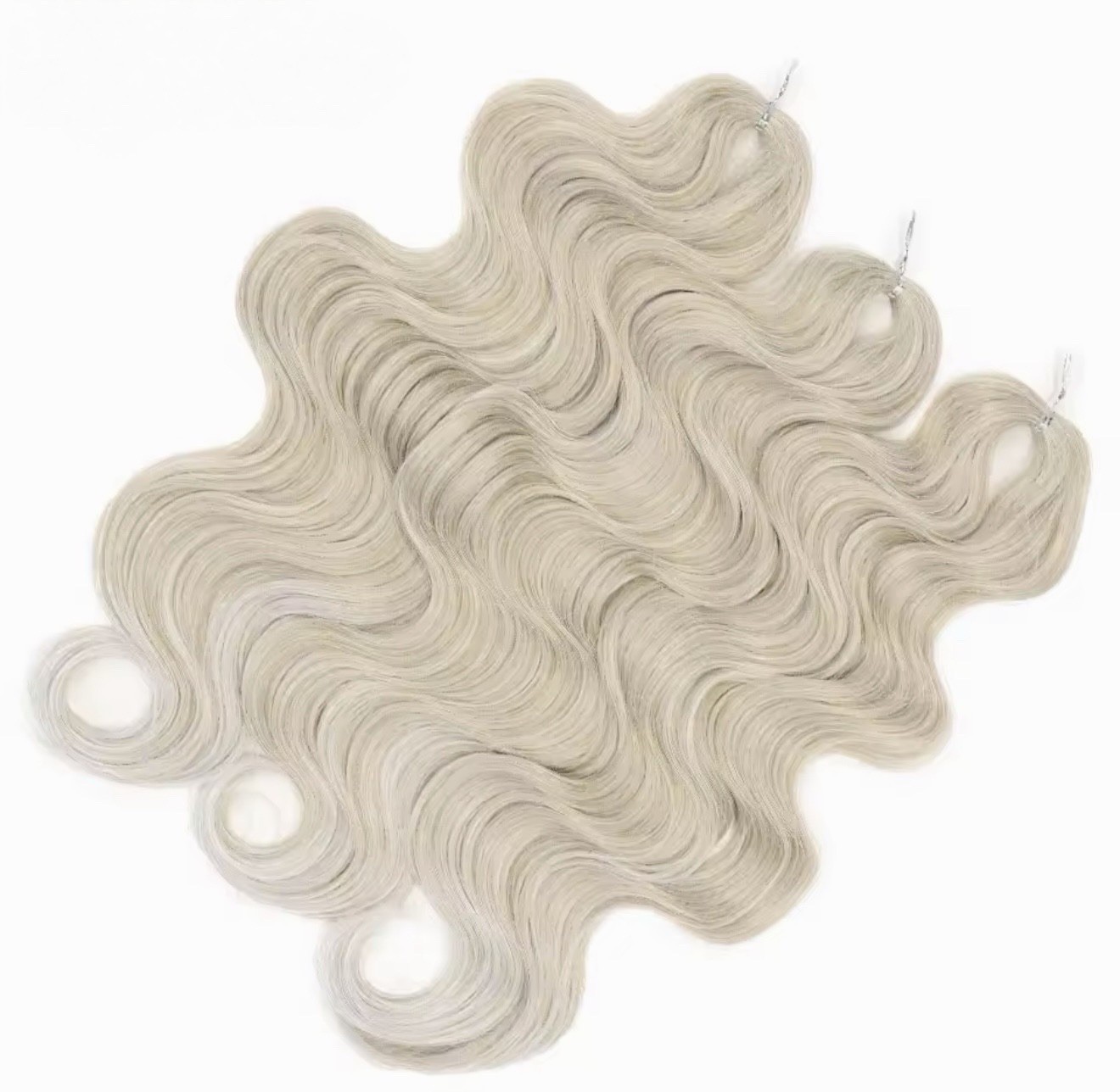 8PCS Platinum Blonde Body Wave Crochet Hair 24” Synthetic Wavy Extensions