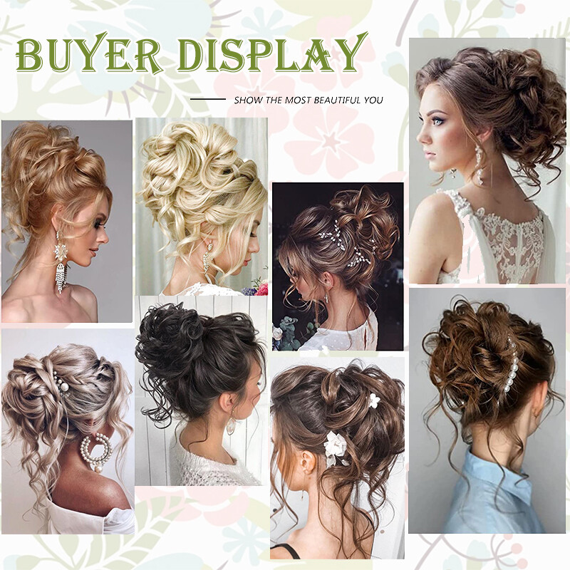 Thick Messy Bun Scrunchie Updo False Cover Curly Claw Clip Hair Extensions Women