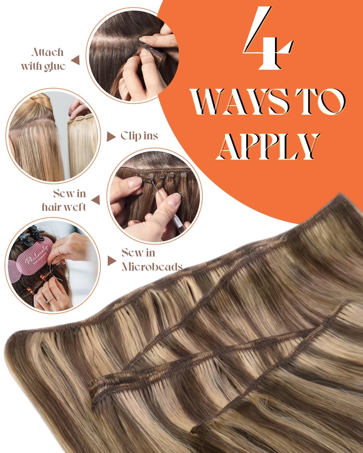 Sunny Hair 18inch Weft Hair Extensions Human Hair Brown Sew in Hair Extension…