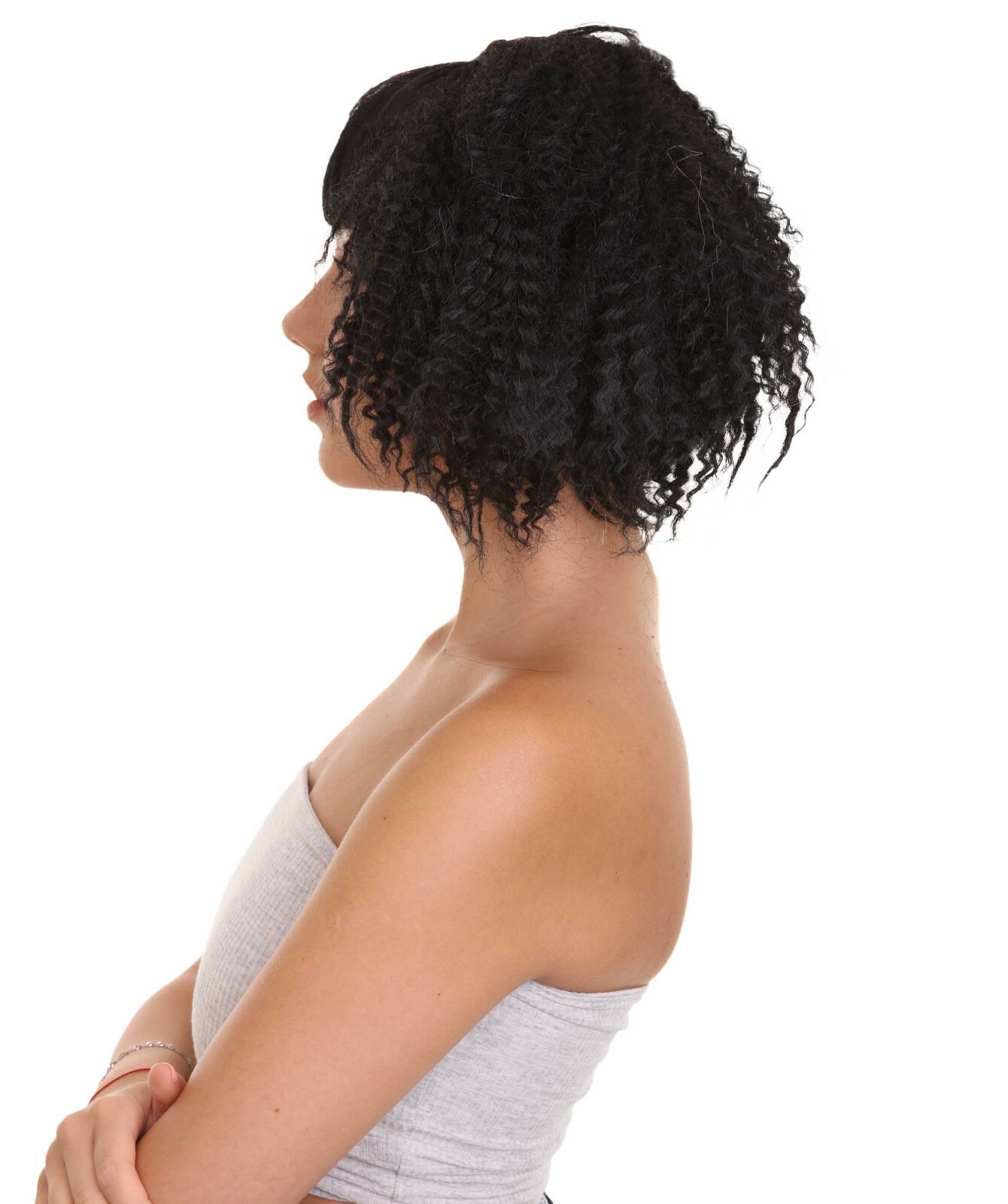 Adult Womens Crimped Ponytail Wig, Light Blue & Black Celebrity Wig, HW-1433