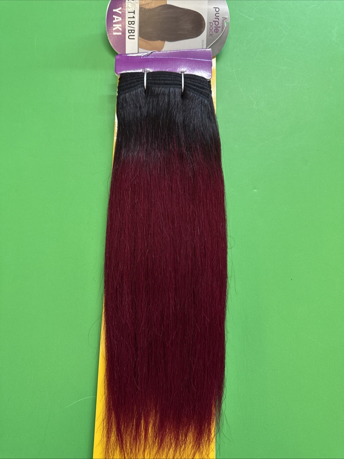 OUTRE PURPLE PACK 100% HUMAN HAIR YAKI WEAVE 12″ T1B/BU Two Tone 1B/BURGUNDY