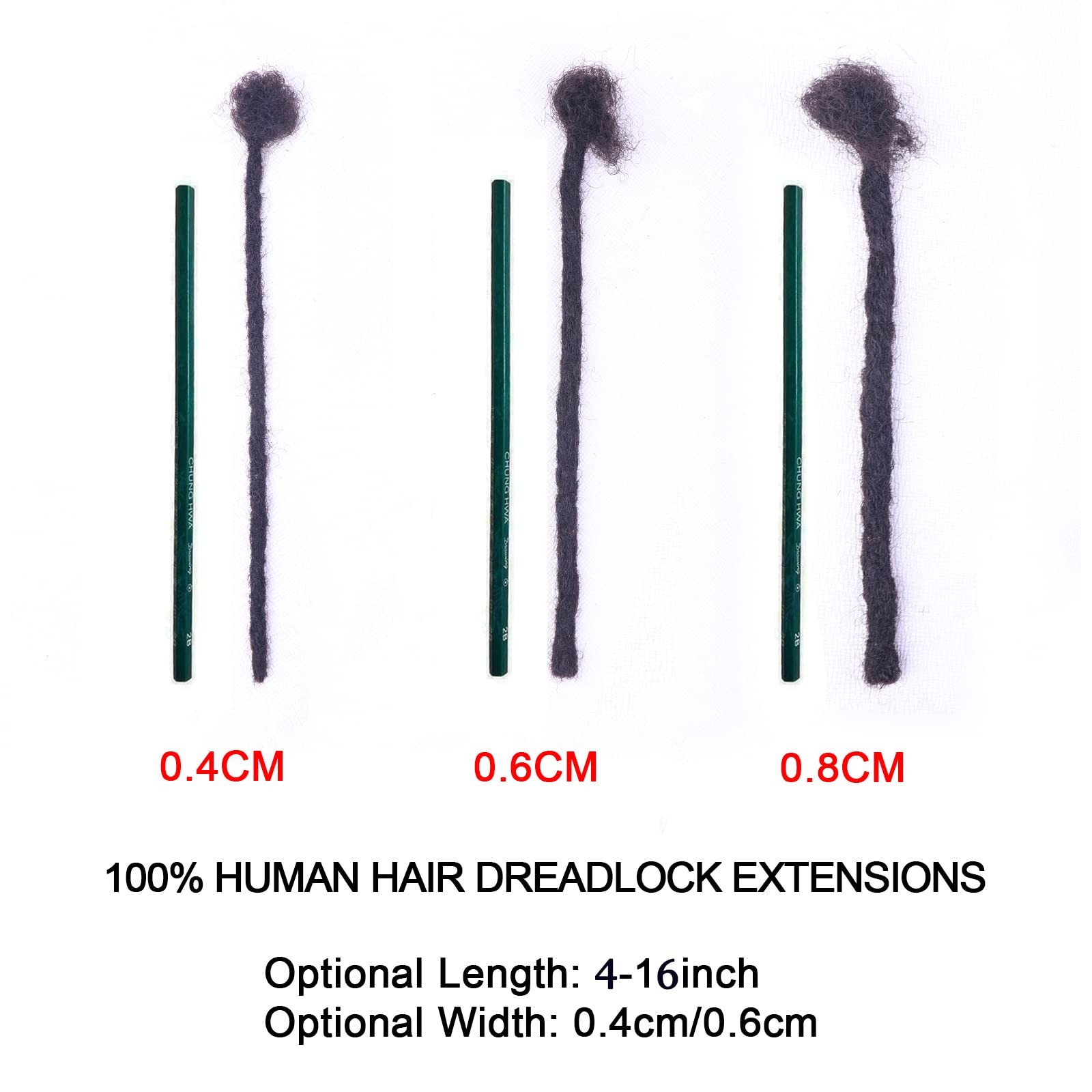 Adiasai 0.6Cm Width 4 Inch 60 Strands 100 Human Hair Loc Extensions Full