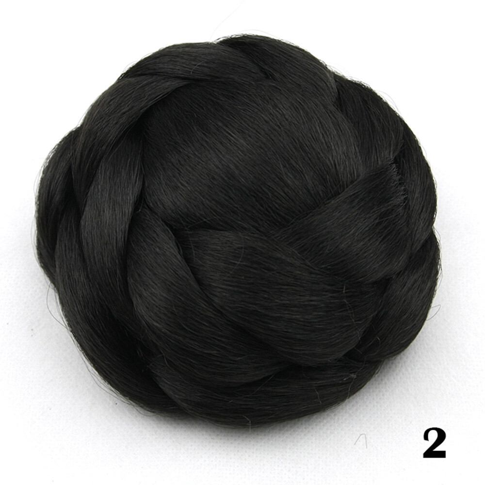 Twist Braided Bun Updo Clip In Hair Piece Synthetic Chignons Hairpiece for Women